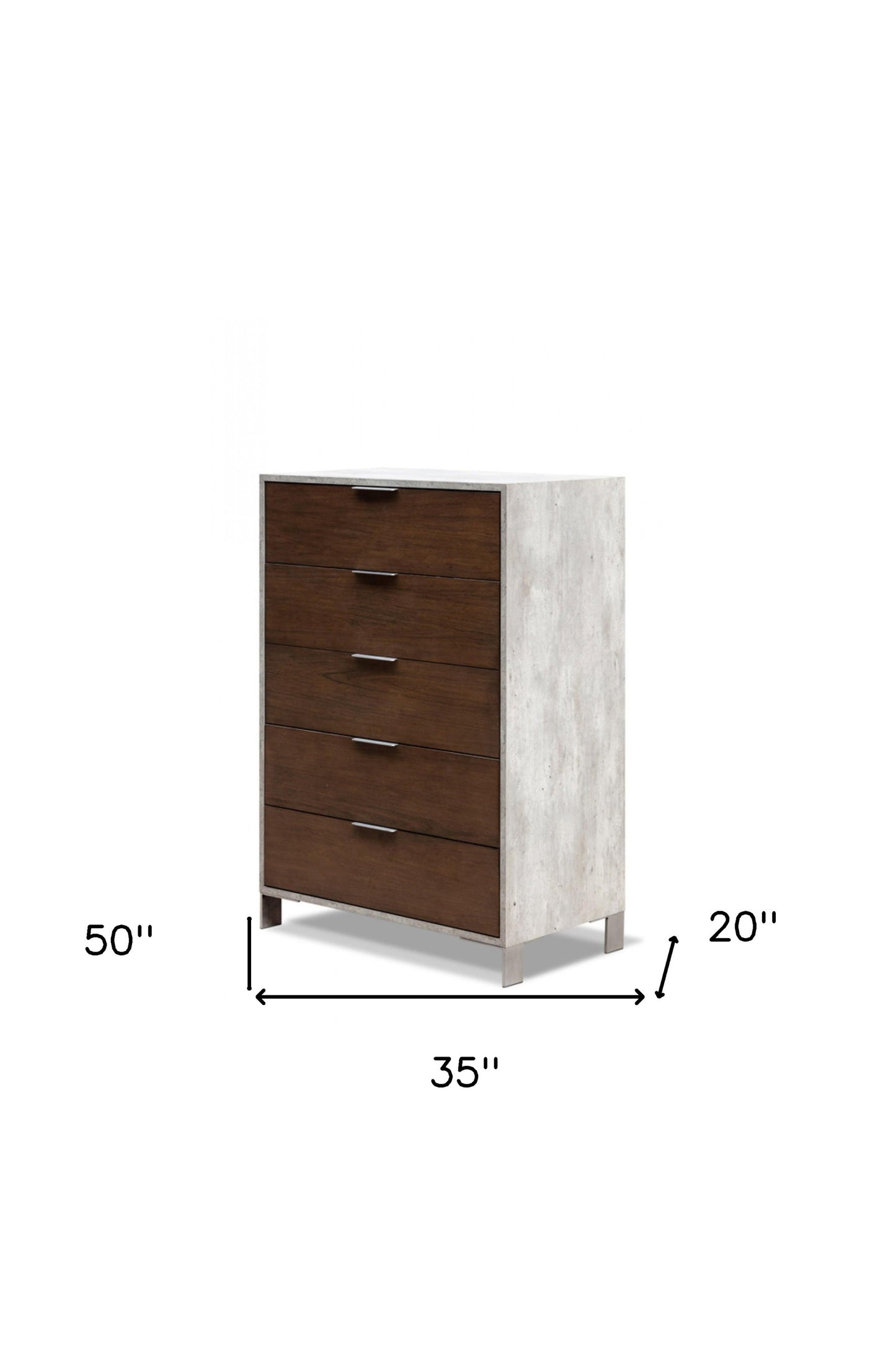 Silver Iron Drawer Combo Dresser