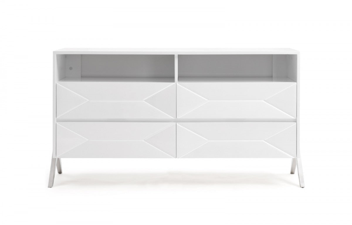 White Manufactured Wood Four Drawer Double Dresser image 3