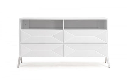 White Manufactured Wood Four Drawer Double Dresser image 3