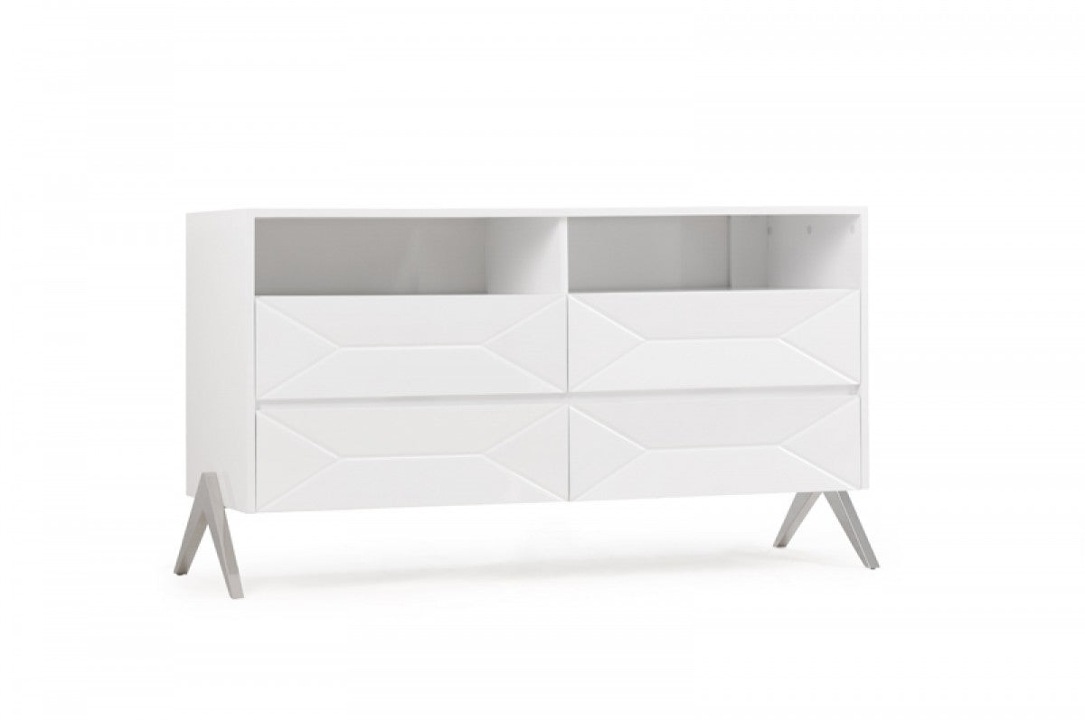 White Manufactured Wood Four Drawer Double Dresser image 4