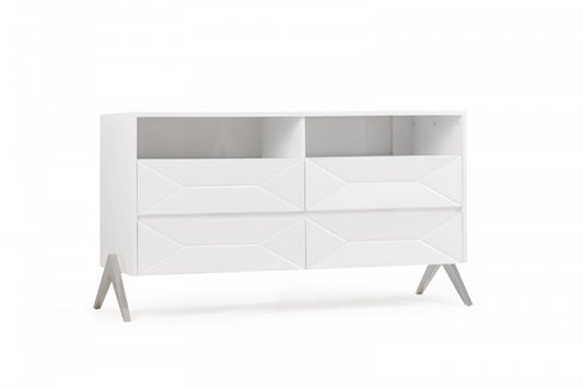 White Manufactured Wood Four Drawer Double Dresser image 4