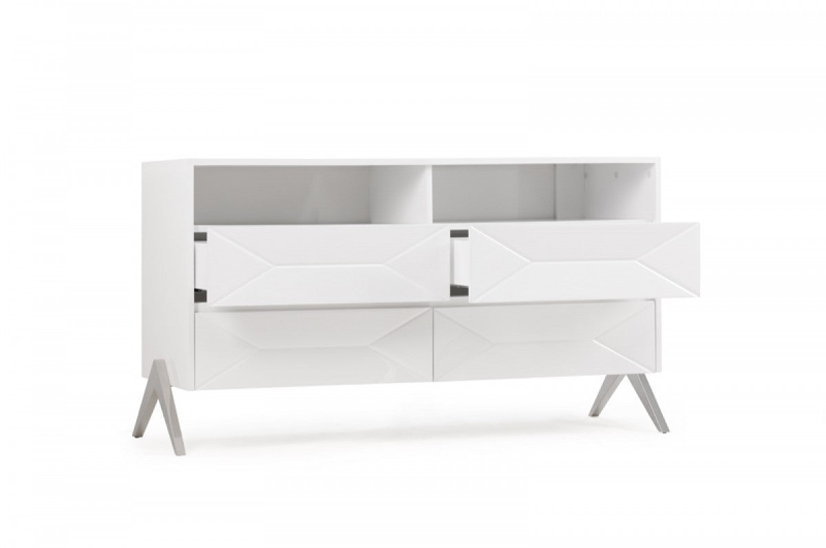 White Manufactured Wood Four Drawer Double Dresser image 5