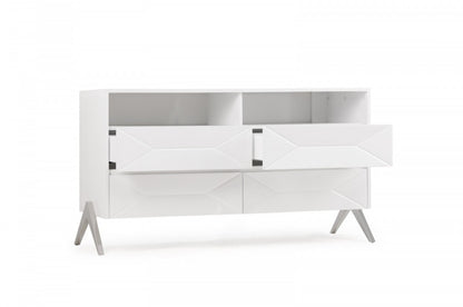 White Manufactured Wood Four Drawer Double Dresser image 5