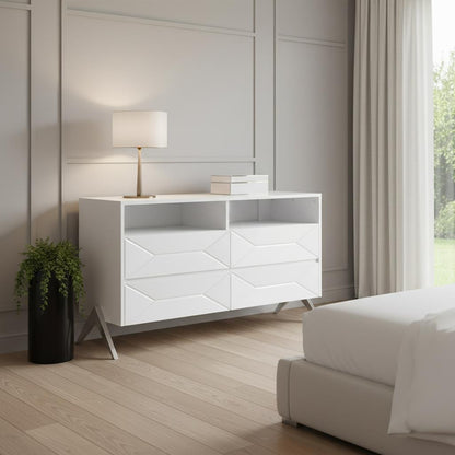 White Manufactured Wood Four Drawer Double Dresser image 1
