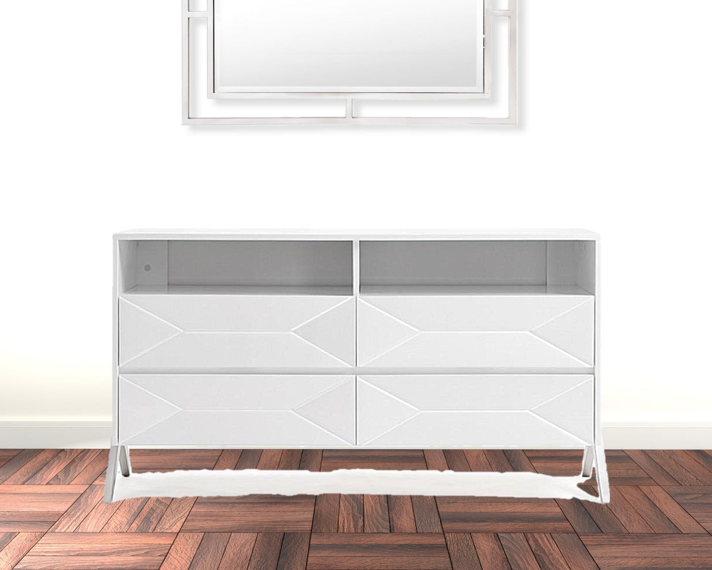 Brown Solid Wood 9-Drawer Double Dresser