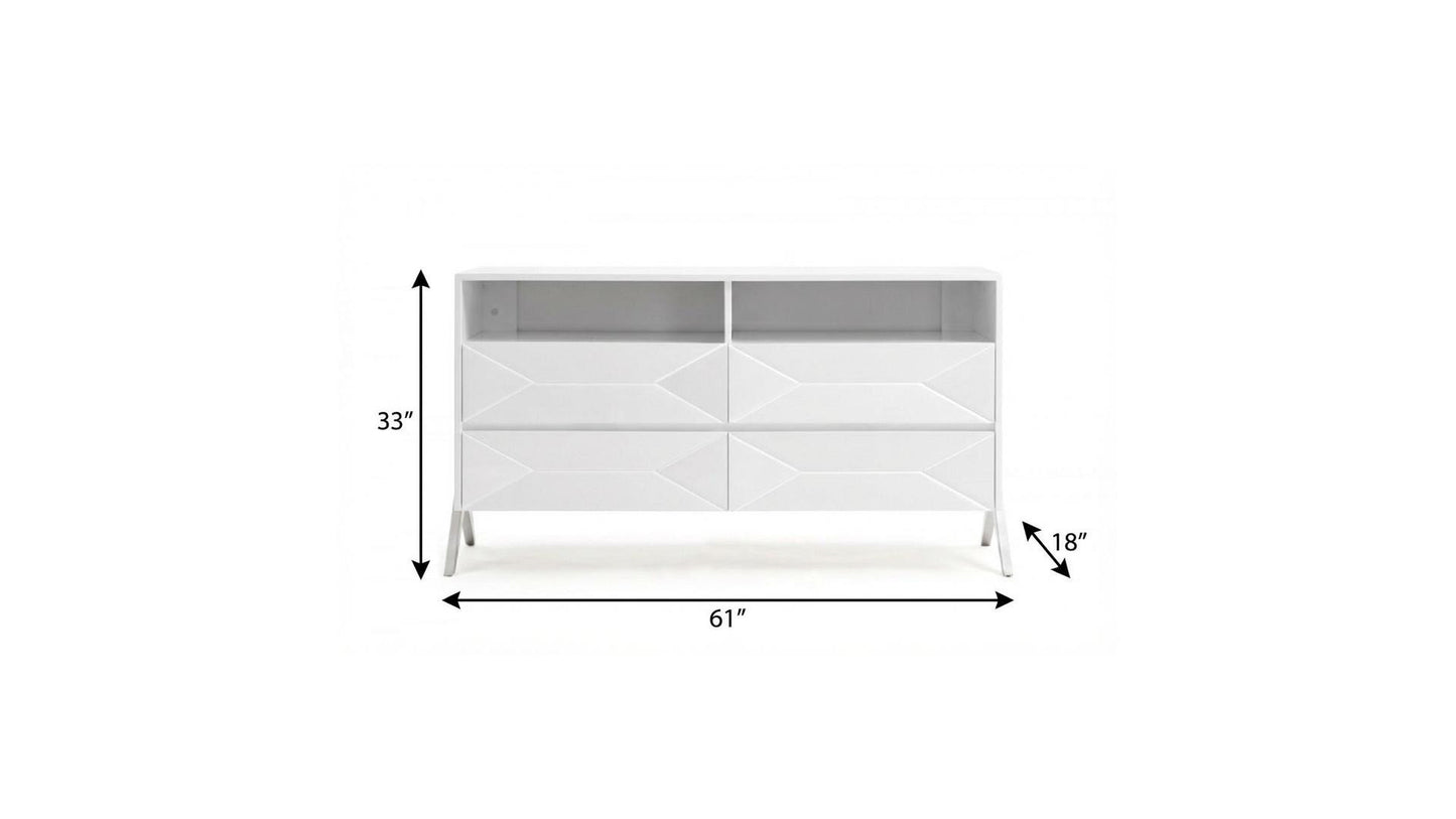 White Manufactured Wood Four Drawer Double Dresser image 8