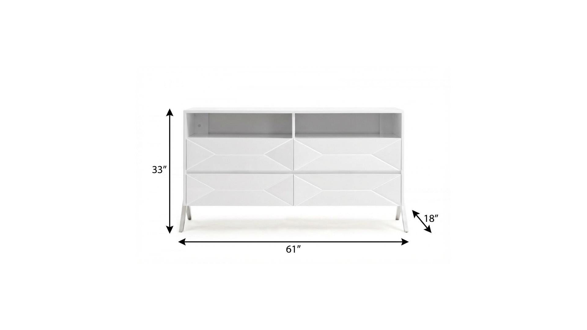 White Manufactured Wood Four Drawer Double Dresser image 8