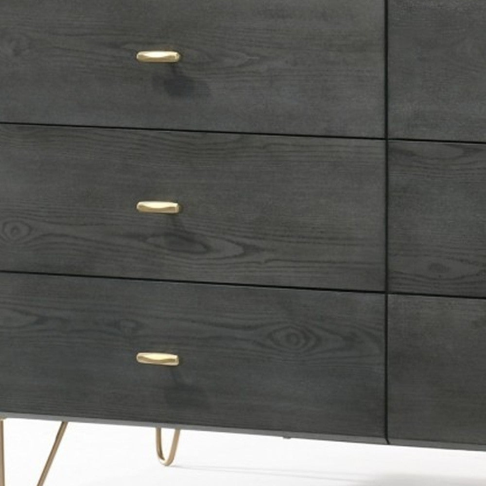 Gray Wood Six Drawer Double Dresser image 4