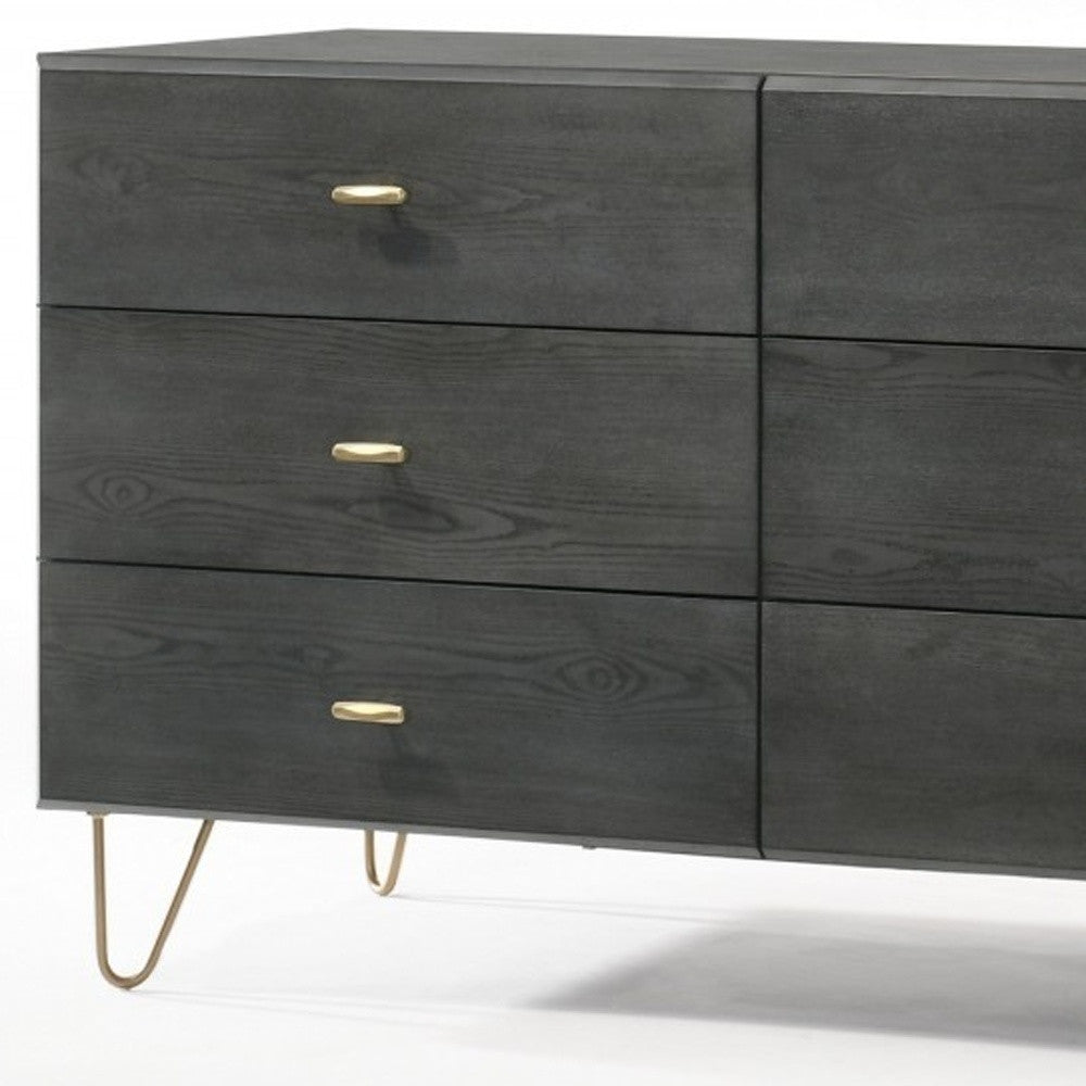 Gray Wood Six Drawer Double Dresser image 5