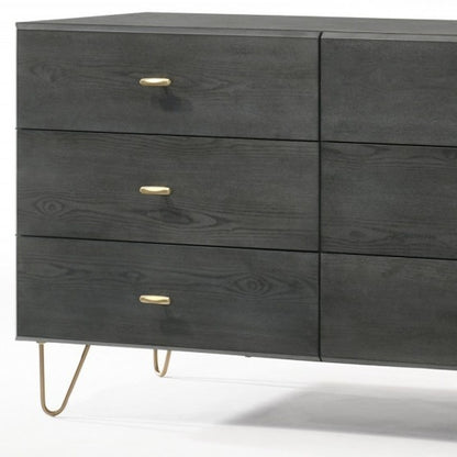 Gray Wood Six Drawer Double Dresser image 5