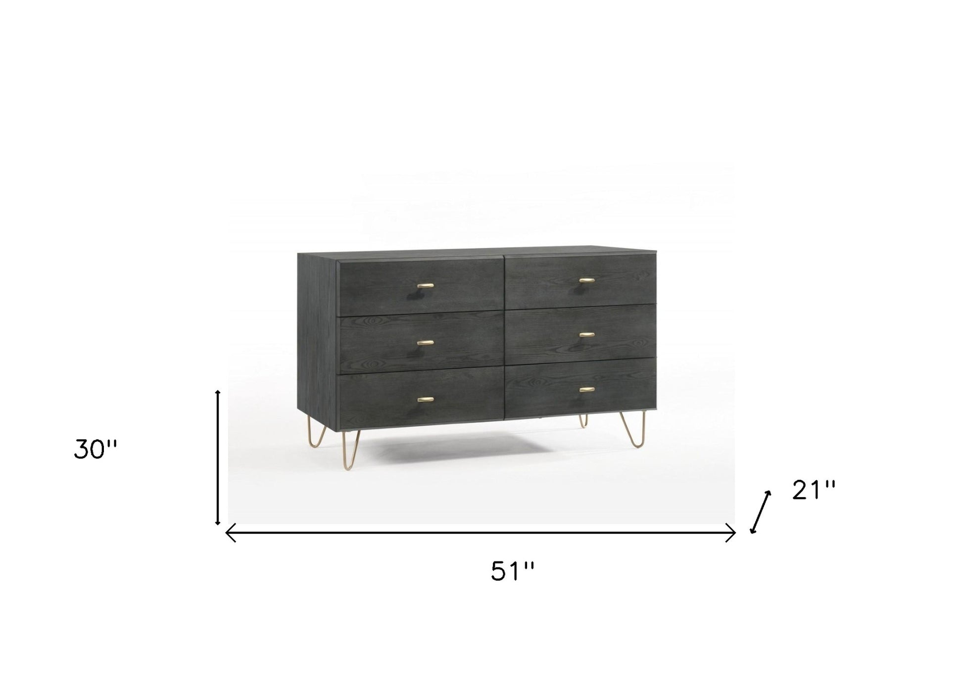 Gray Wood Six Drawer Double Dresser image 6