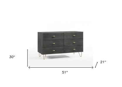 Gray Wood Six Drawer Double Dresser image 6