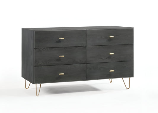 Gray Wood Six Drawer Double Dresser image 2