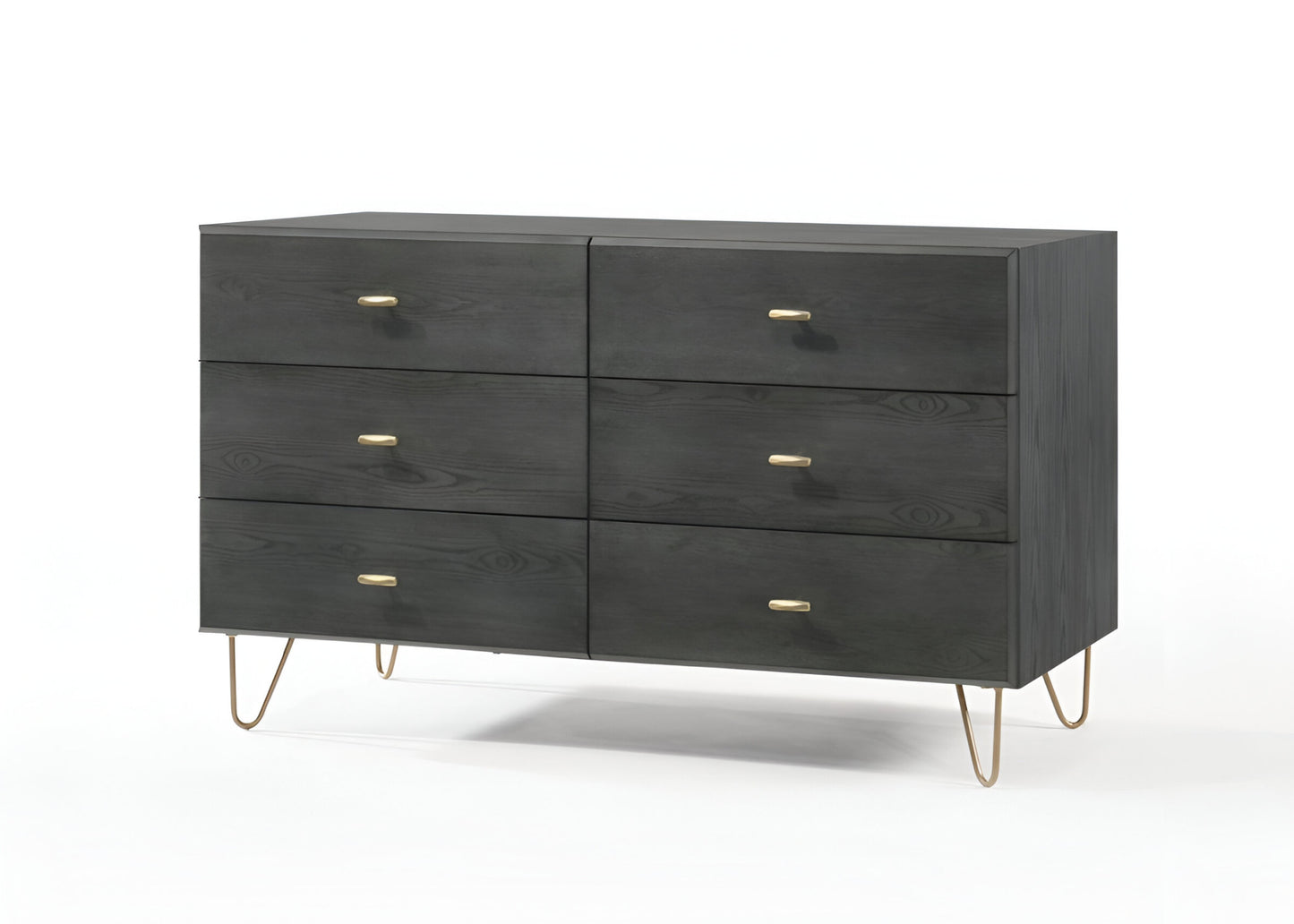 Gray Wood Six Drawer Double Dresser image 3
