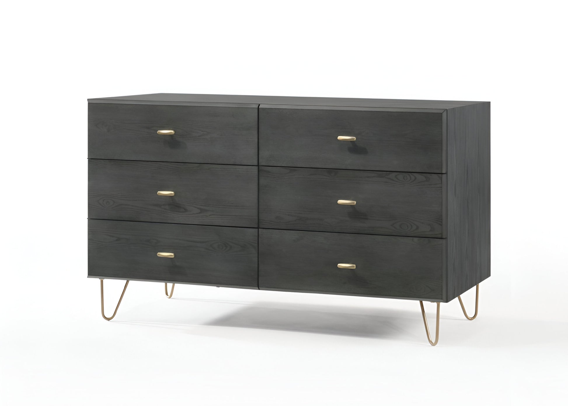 Gray Wood Six Drawer Double Dresser image 3