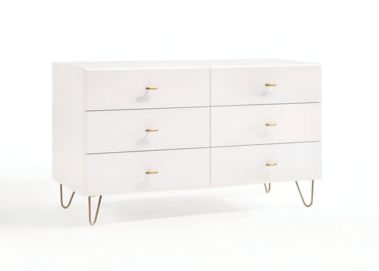 White Wood Six Drawer Double Dresser image 2