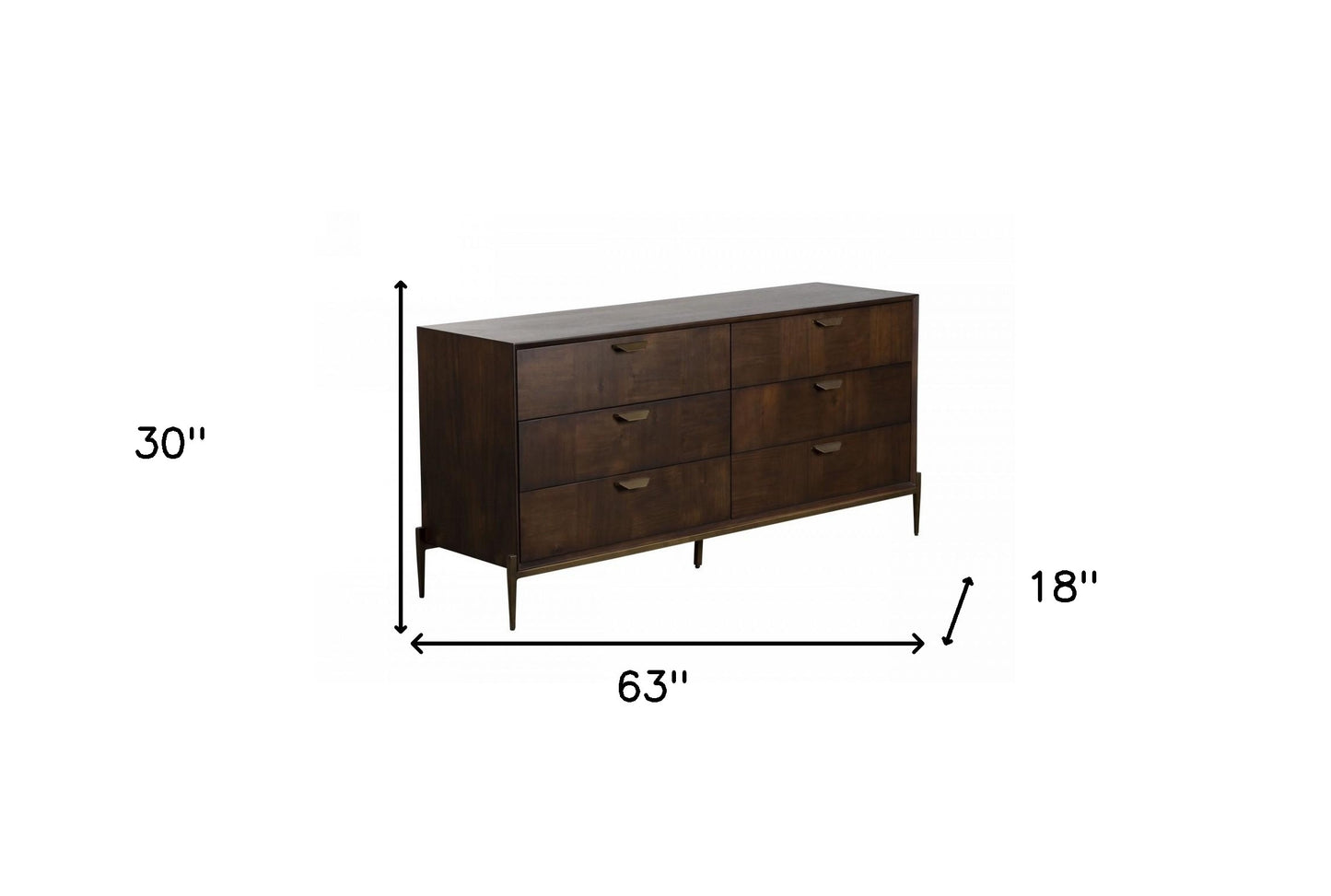 Antique Brown Solid Wood 6-Drawer Double Dresser