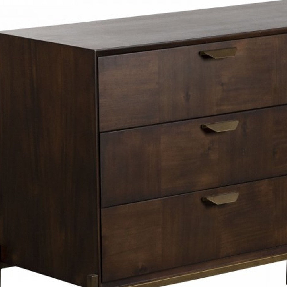 Antique Brown Solid Wood 6-Drawer Double Dresser