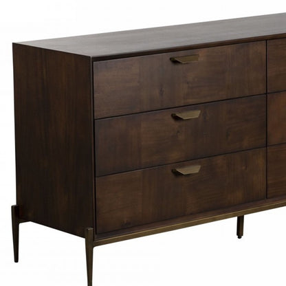 Antique Brown Solid Wood 6-Drawer Double Dresser