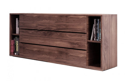 Dark Brown Solid Wood 6-Drawer Double Dresser