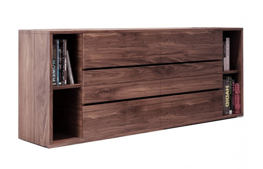 Dark Brown Solid Wood 6-Drawer Double Dresser