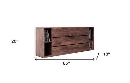 Dark Brown Solid Wood 6-Drawer Double Dresser