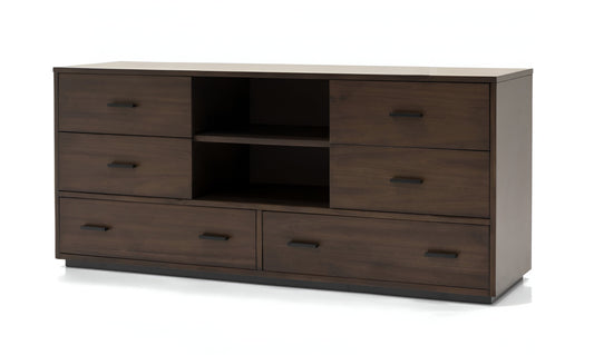 Brown Solid Wood 5-Drawer Dresser