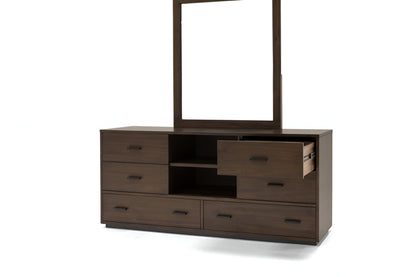 Brown Solid Wood 5-Drawer Dresser