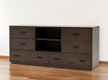 Brown Solid Wood 5-Drawer Dresser