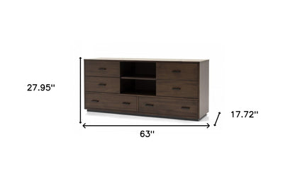 Brown Solid Wood 5-Drawer Dresser