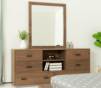 Brown Solid Wood 7-Drawer Triple Dresser