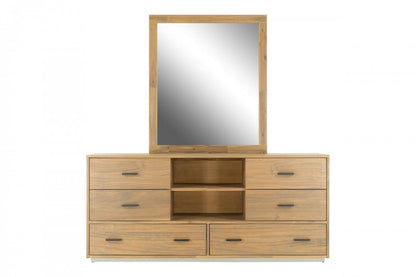 Brown Solid Wood 7-Drawer Triple Dresser