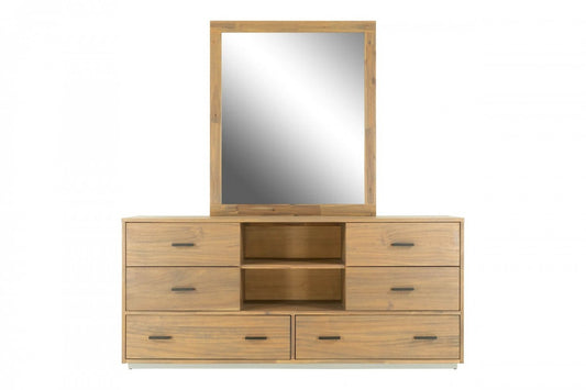 Brown Solid Wood 7-Drawer Triple Dresser