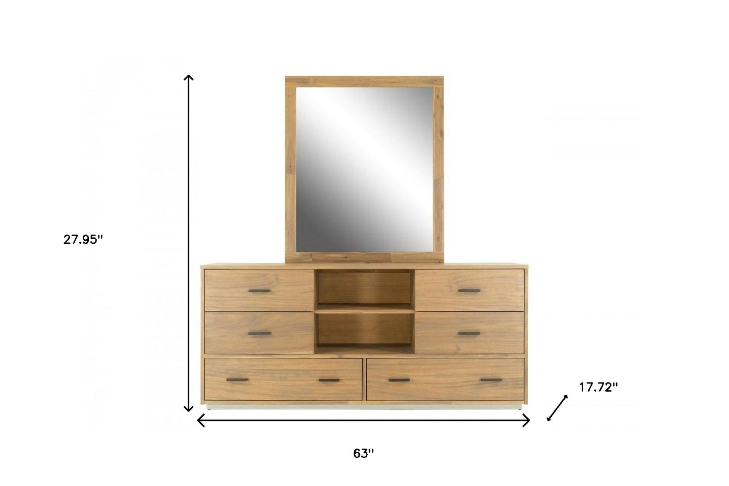 Brown Solid Wood 7-Drawer Triple Dresser