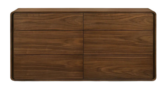 Walnut Solid Wood Six Drawer Double Dresser image 2
