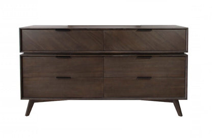Grey Wood 6-Drawer Double Dresser