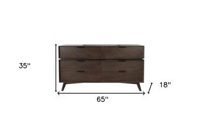 Grey Wood 6-Drawer Double Dresser