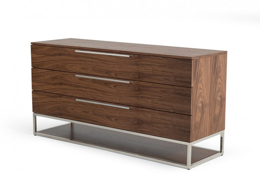 Black and Silver Wood Mirrored 8-Drawer Double Dresser