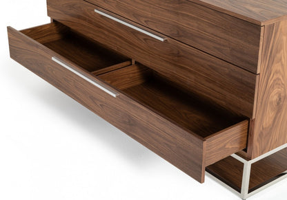 Black and Silver Wood Mirrored 8-Drawer Double Dresser