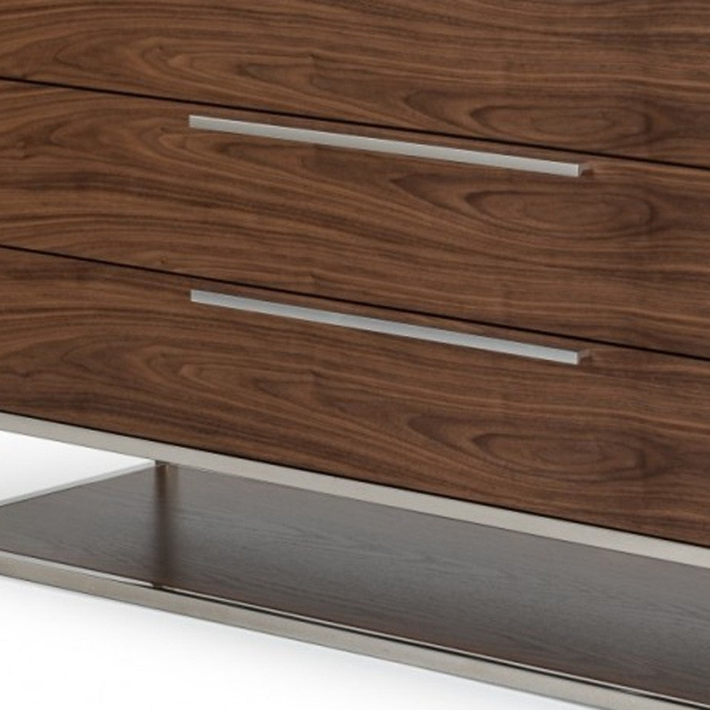 Black and Silver Wood Mirrored 8-Drawer Double Dresser