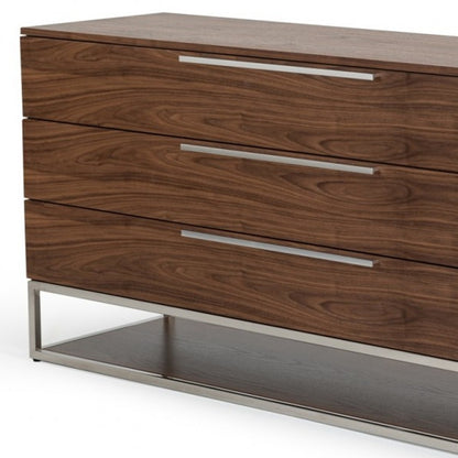 Black and Silver Wood Mirrored 8-Drawer Double Dresser