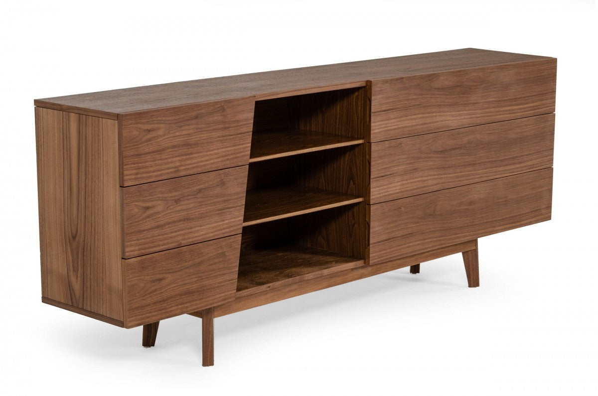 Champagne Wood Mirrored 7-Drawer Triple Dresser