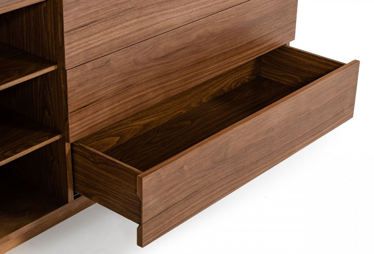 Champagne Wood Mirrored 7-Drawer Triple Dresser