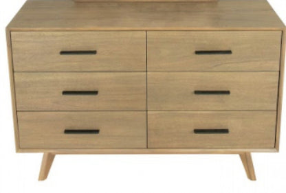 Brown and White Wood 7-Drawer Triple Dresser