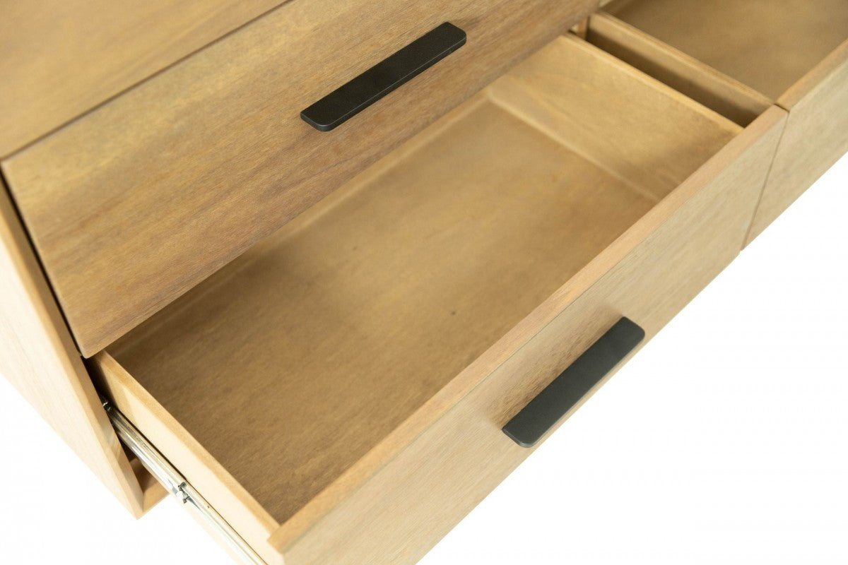 Brown and White Wood 7-Drawer Triple Dresser