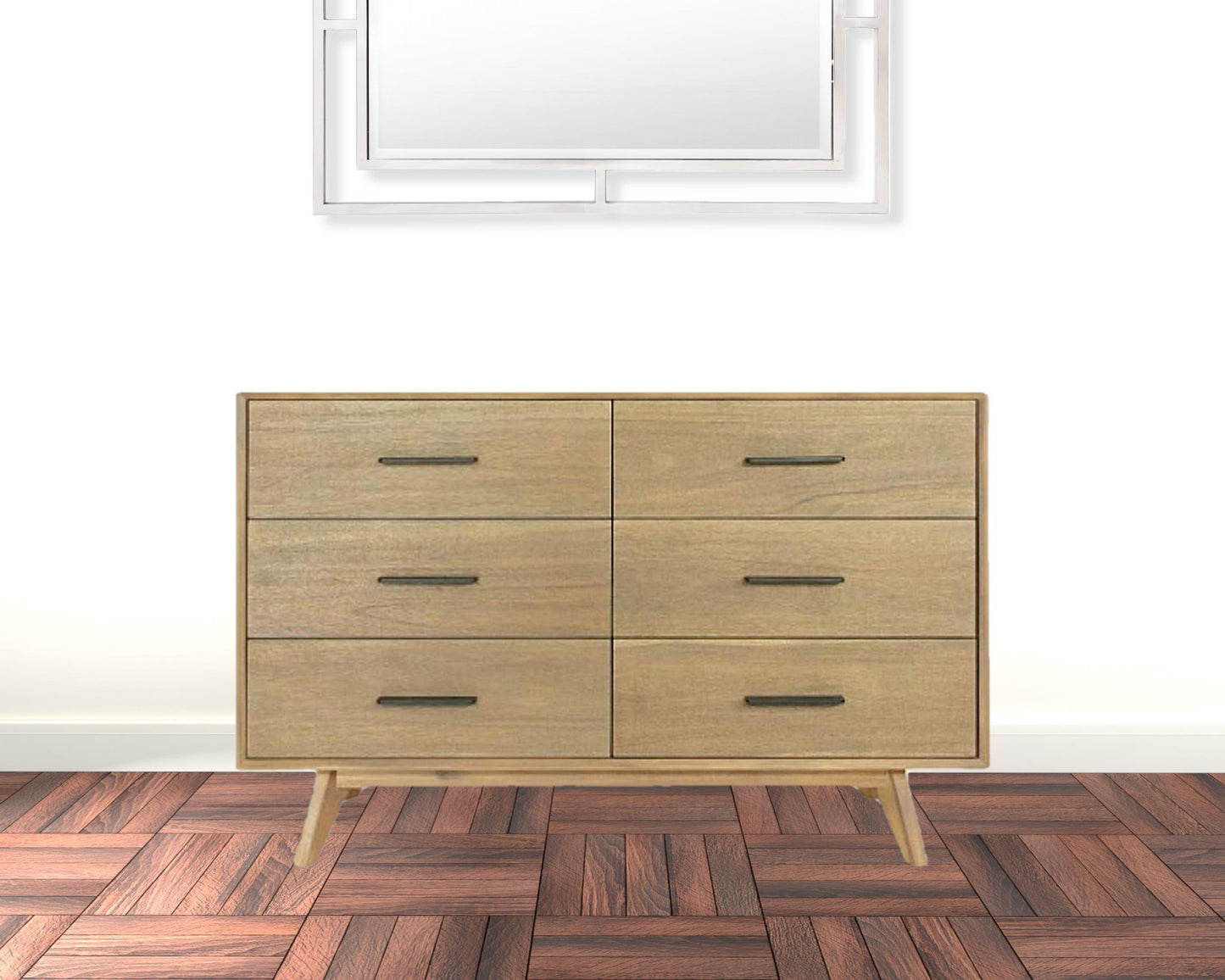 Brown and White Wood 7-Drawer Triple Dresser