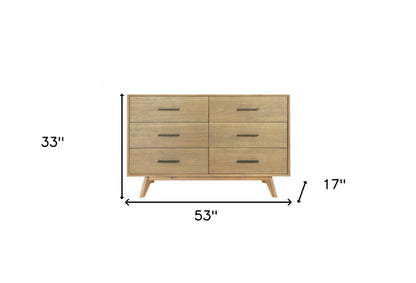 Brown and White Wood 7-Drawer Triple Dresser