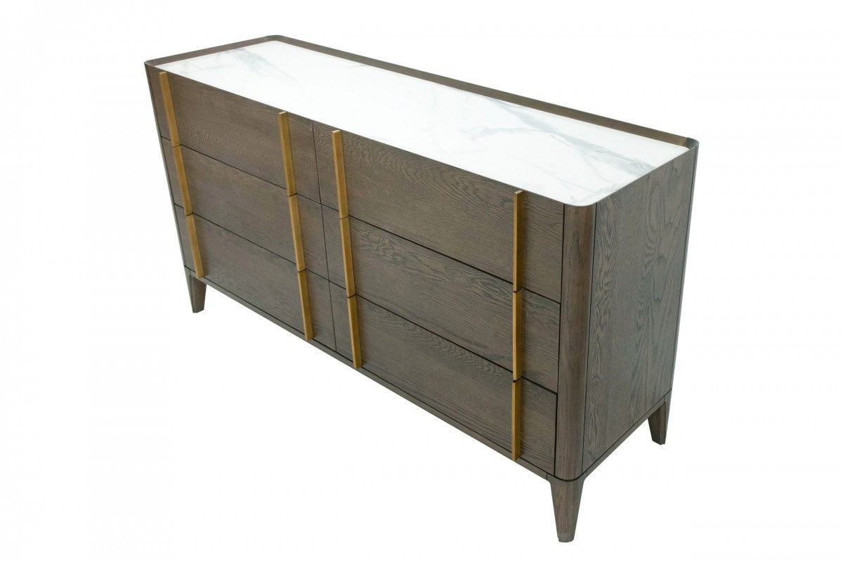 Grey Wood 3-Drawer Dresser