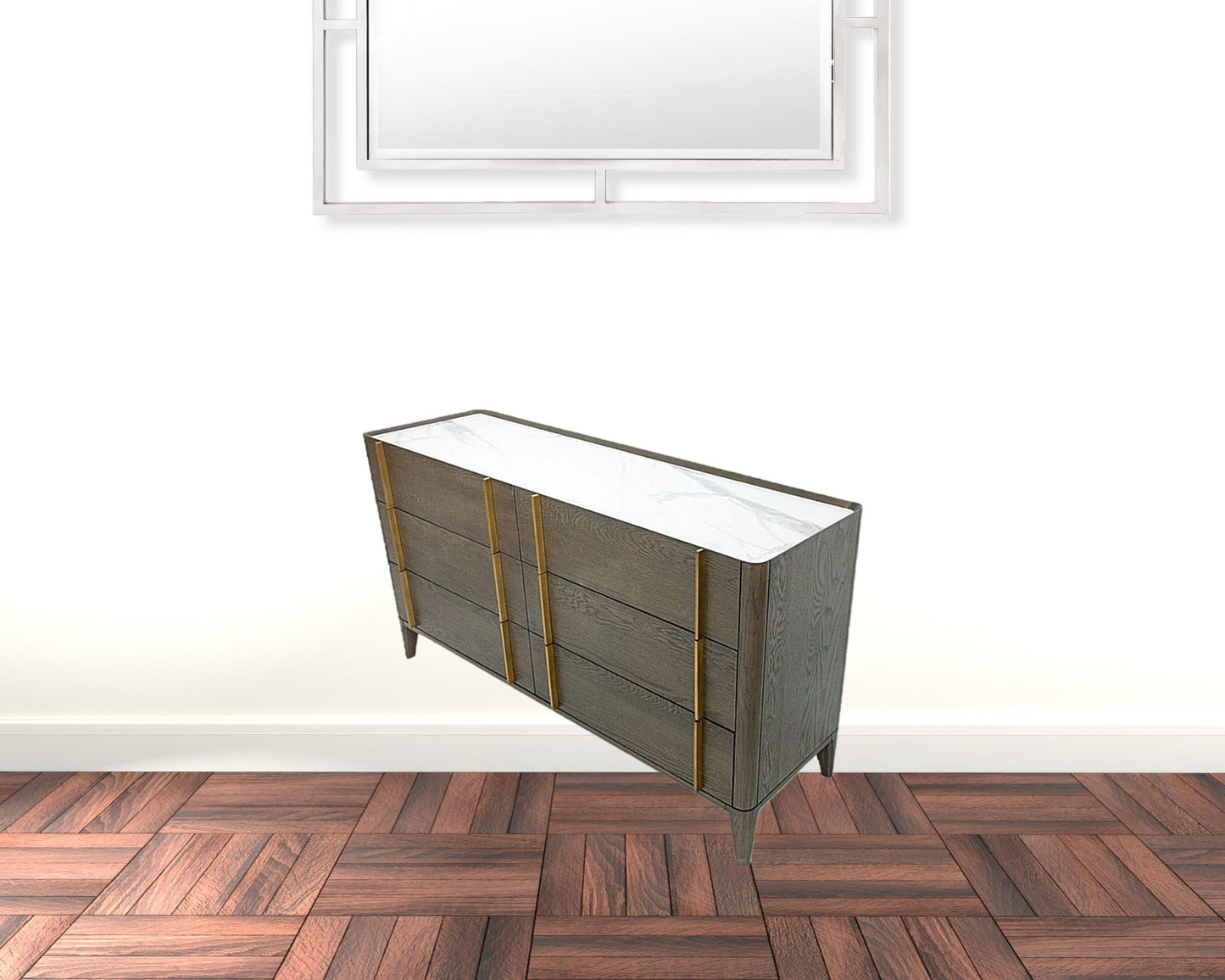 Grey Wood 3-Drawer Dresser