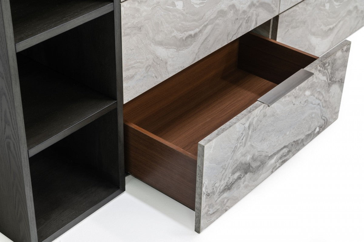 Walnut Wood 6-Drawer Double Dresser